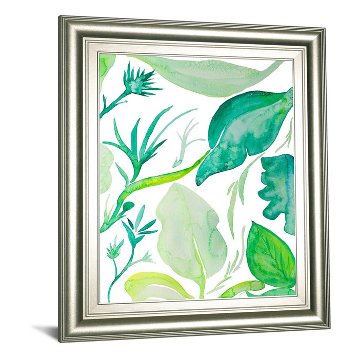 Classy Living Green Water Leaves II Wall Art 22"x26", Silver Frame