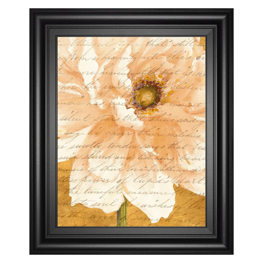 Classy Living Cream Peonies Script Wall Art 22"x26", Midnight Aura Frame