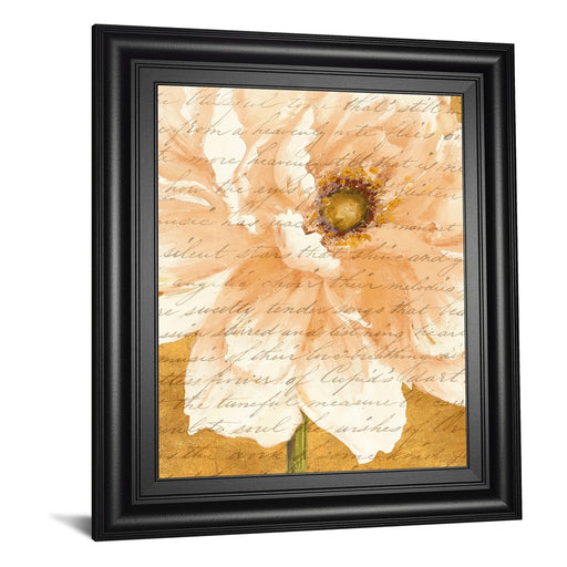 Classy Living Cream Peonies Script Wall Art 22"x26", Midnight Aura Frame