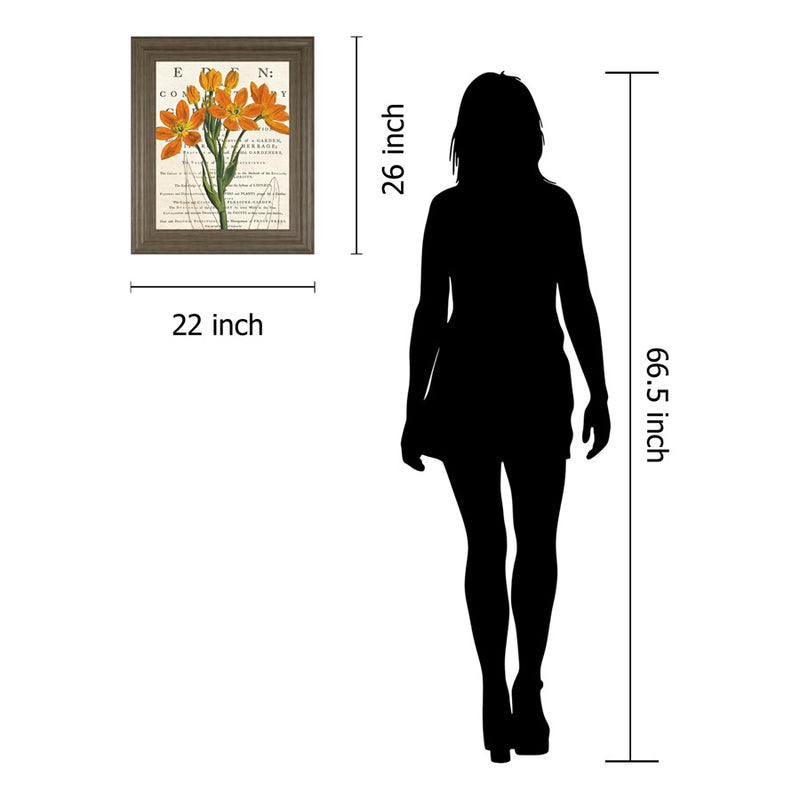 Classy Living Orange Blooms Wall Art 22"x26", Tranquil Ash Frame