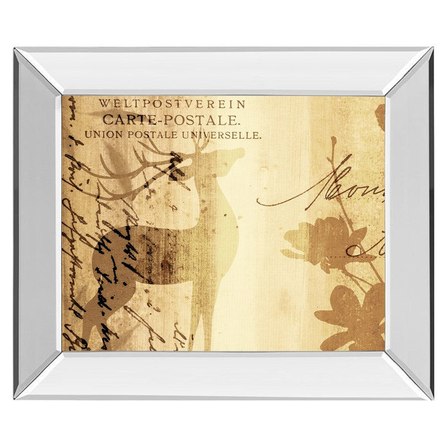 Classy Living Golden Post Script Wall Art 26"x22", Mirrored Frame