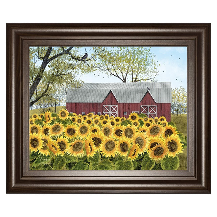 Classy Living Sunflower Field Wall Art 26"x22", Cinnamon Mocha Frame
