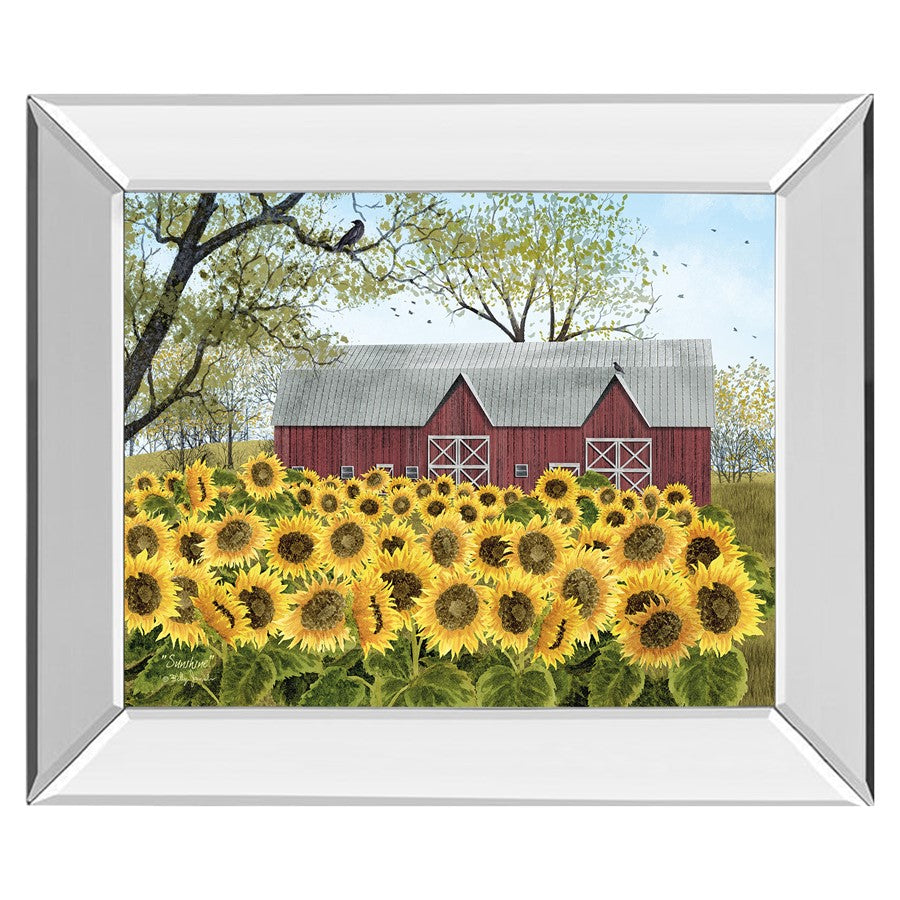 Classy Living Sunflower Field Wall Art 26"x22", Mirrored Frame - 8520MF