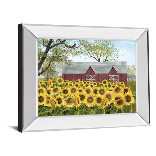 Classy Living Sunflower Field Wall Art 26"x22", Mirrored Frame