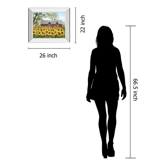 Classy Living Sunflower Field Wall Art 26"x22", Mirrored Frame