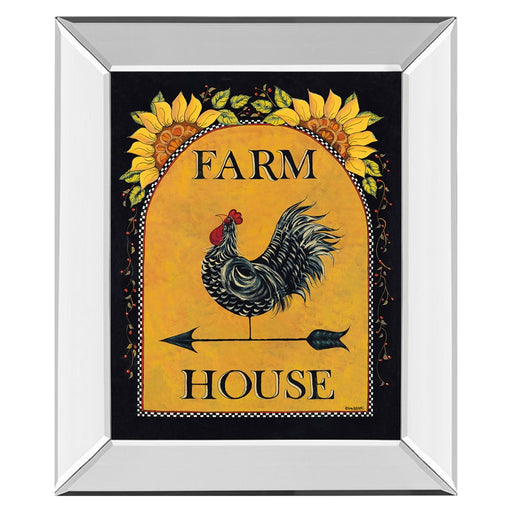 Classy Living Sunny Rooster Wall Art 22"x26", Mirrored Frame - 8526MF
