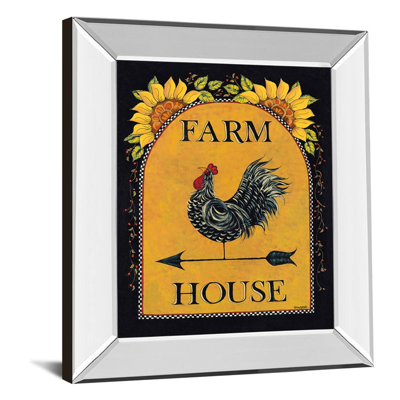 Classy Living Sunny Rooster Wall Art 22"x26", Mirrored Frame