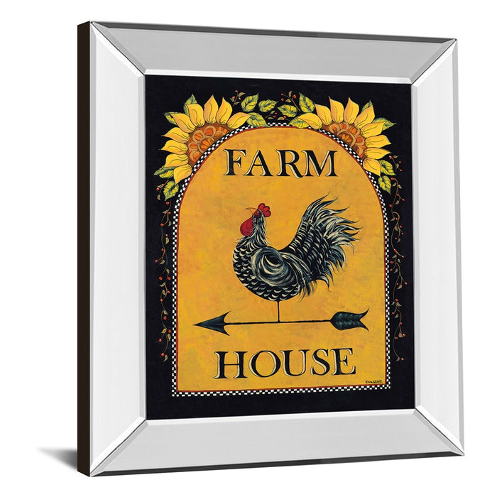 Classy Living Sunny Rooster Wall Art 22"x26", Mirrored Frame