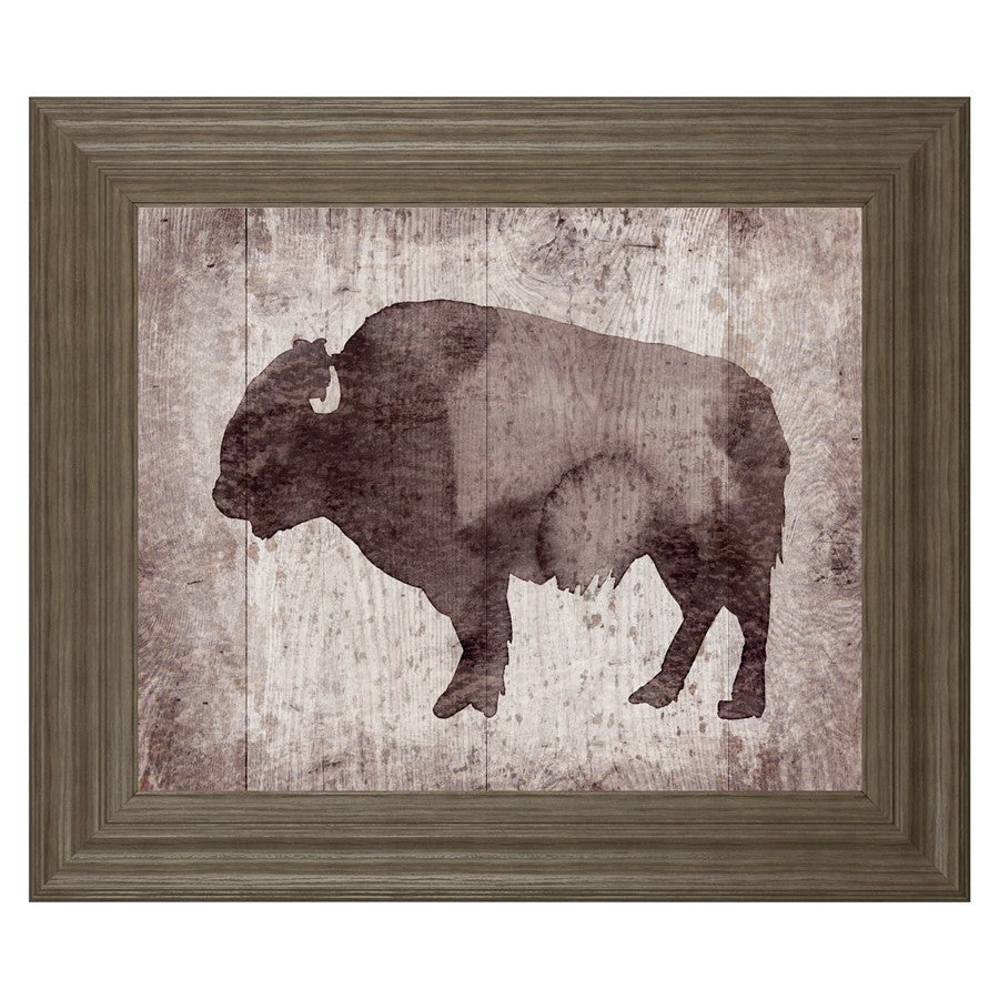Classy Living Timber Bison Silhouette Wall Art 26"x22", Tranquil Ash