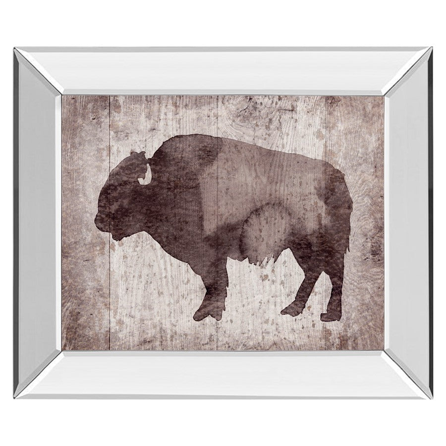 Classy Living Timber Bison Silhouette Wall Art 26"x22", Mirrored Frame