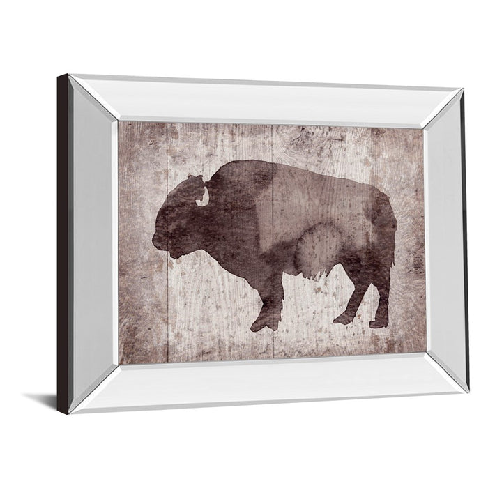 Classy Living Timber Bison Silhouette Wall Art 26"x22", Mirrored Frame