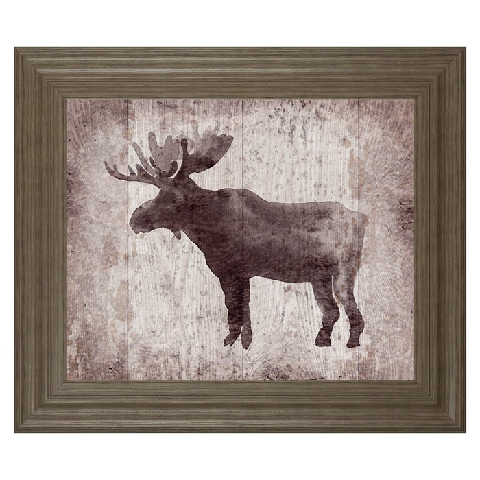Classy Living Elk Silhouette Wall Art 26"x22", Tranquil Ash Frame
