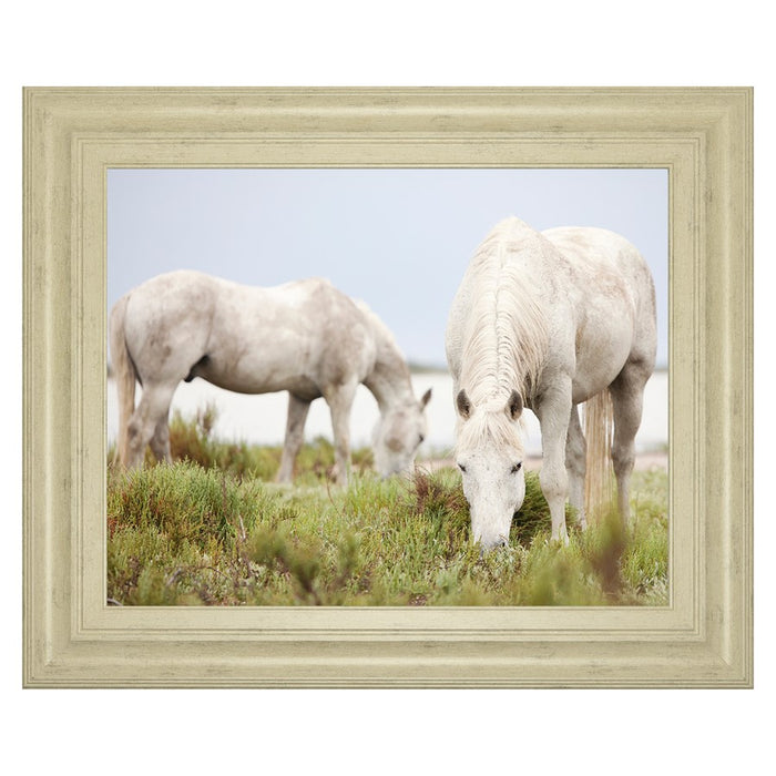 Classy Living Serene Grazing Horses Wall Art 26"x22", Ivory Bliss Frame