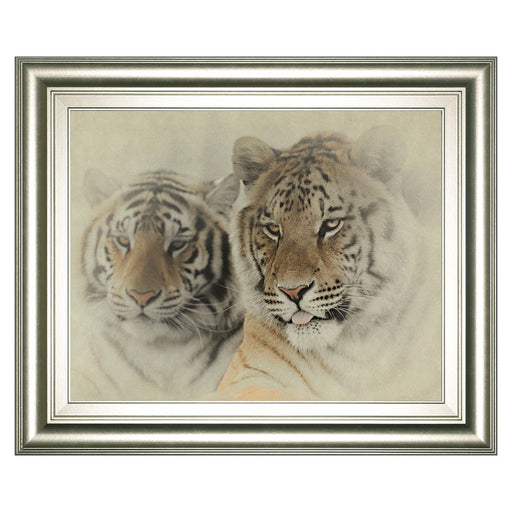 Classy Living Mystic Tigers Wall Art 26"x22", Silver Serenity Frame