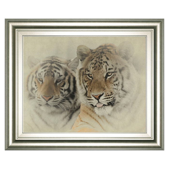 Classy Living Mystic Tigers Wall Art 26"x22", Silver Serenity Frame