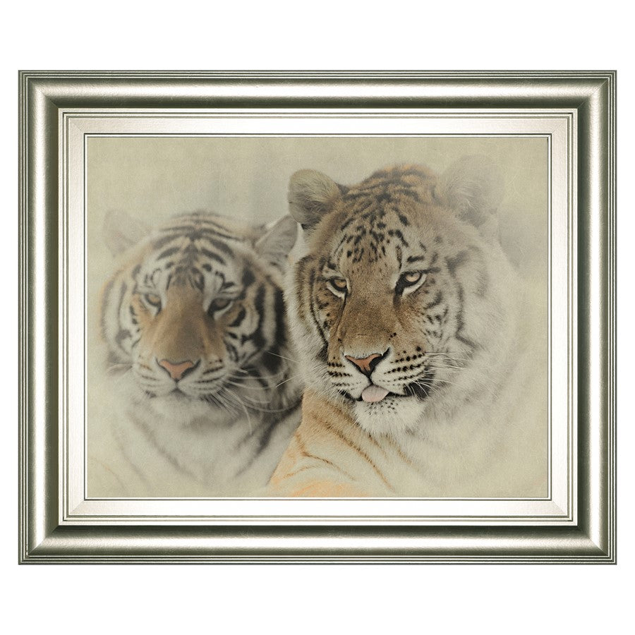 Classy Living Mystic Tigers Wall Art 26"x22", Silver Serenity Frame