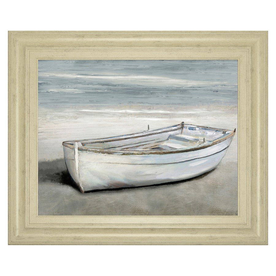 Classy Living Beached Rowboat Wall Art 26"x22", Ivory Bliss Frame
