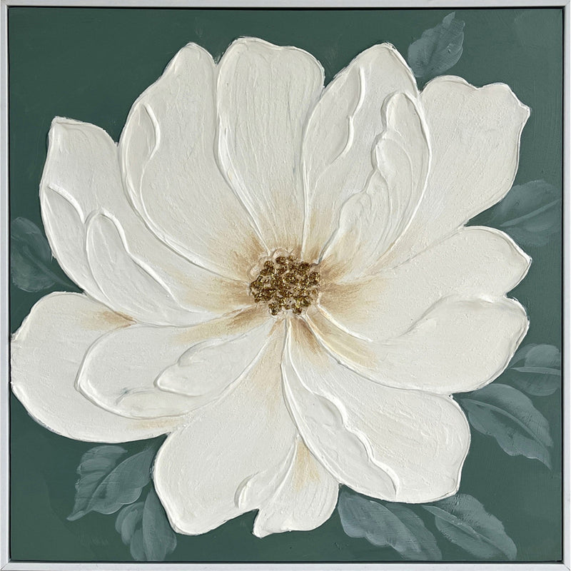 Classy Living Delicate Ivory Bloom 24"x24", Green/Ivory/Gold