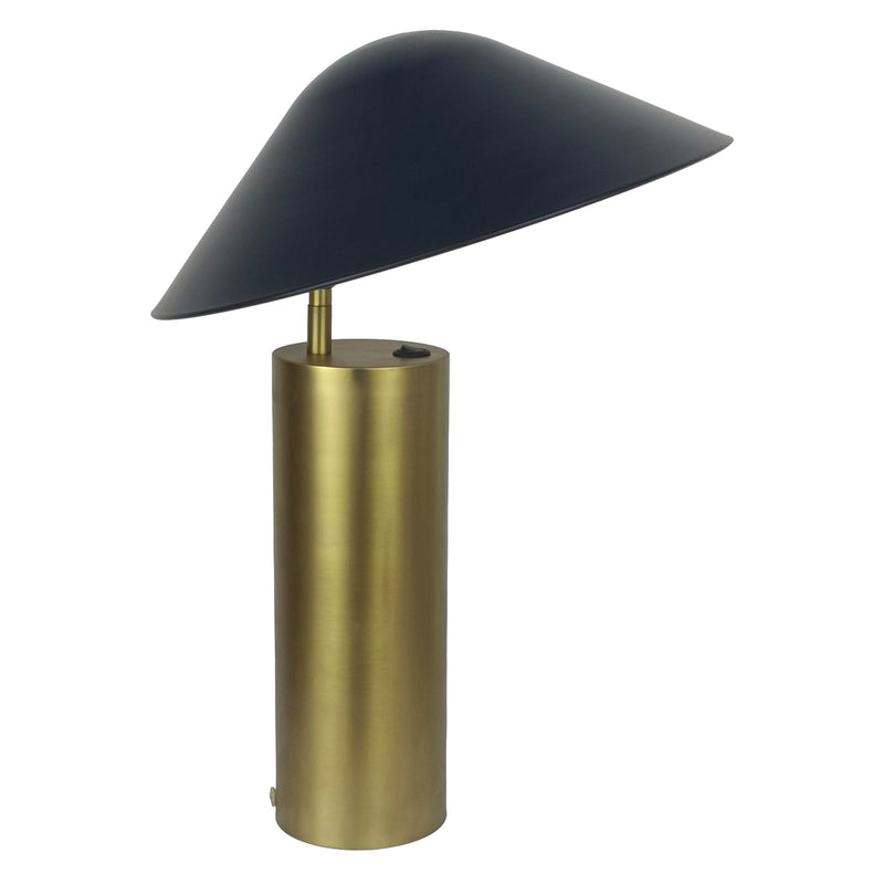 Classy Living Sculpted Glow 18in 1-Light Table Lamp | Modern Brushed Gold and Black Metal | Bedside & Desk Reading Light | Model BLL1001E