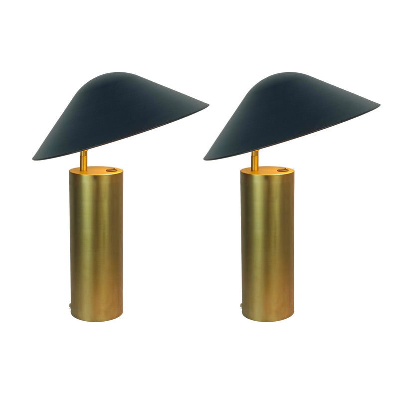 Classy Living Sculpted Glow 18in 1-Light Table Lamp | Modern Brushed Gold and Black Metal | Bedside & Desk Reading Light | Model BLL1001E