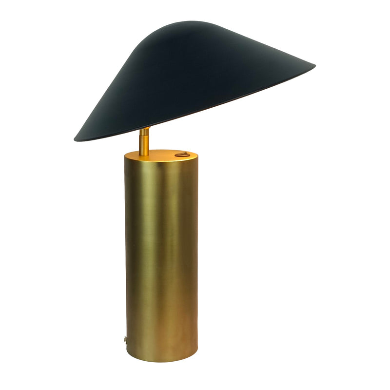 Classy Living Sculpted Glow 18in 1-Light Table Lamp | Modern Brushed Gold and Black Metal | Bedside & Desk Reading Light | Model BLL1001E