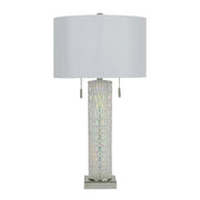 Classy Living Radiant Glow 30in Table Lamp Set of 2 | Modern Iridescent Glass and Polished Nickel | Bedside & Console | Model BLL1047C