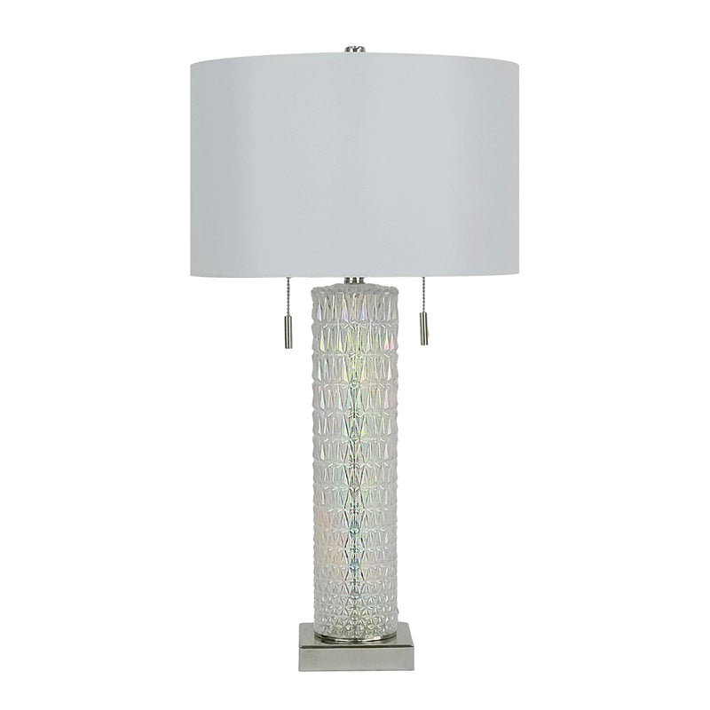 Classy Living Radiant Glow 30in Table Lamp Set of 2 | Modern Iridescent Glass and Polished Nickel | Bedside & Console | Model BLL1047C