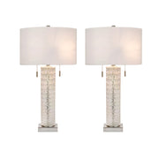 Classy Living Radiant Glow 30in Table Lamp Set of 2 | Modern Iridescent Glass and Polished Nickel | Bedside & Console | Model BLL1047C