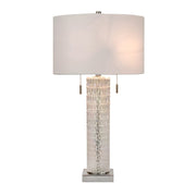 Classy Living Radiant Glow 30in Table Lamp Set of 2 | Modern Iridescent Glass and Polished Nickel | Bedside & Console | Model BLL1047C