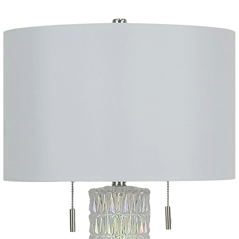 Classy Living Radiant Glow 30in Table Lamp Set of 2 | Modern Iridescent Glass and Polished Nickel | Bedside & Console | Model BLL1047C