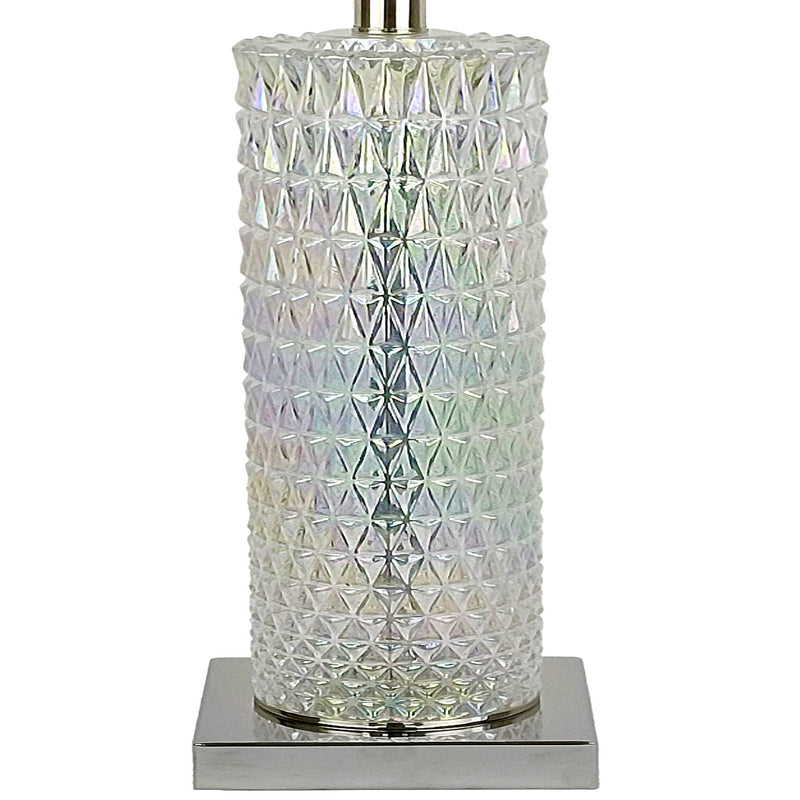 Classy Living Radiant Glow 30in Table Lamp Set of 2 | Modern Iridescent Glass and Polished Nickel | Bedside & Console | Model BLL1047C