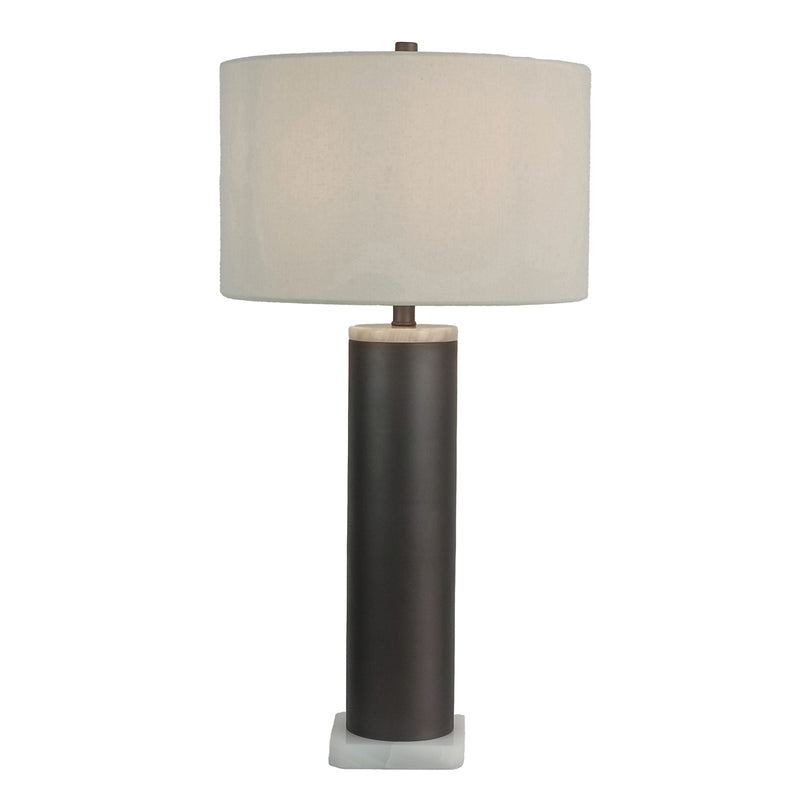 Classy Living Slate Stone 16in Table Lamp Set of 2 | Modern Grey Slate and Jade Stone with Natural Linen | Bedroom & Living Room | Model BLL1087F