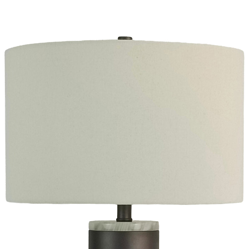 Classy Living Slate Stone 16in Table Lamp Set of 2 | Modern Grey Slate and Jade Stone with Natural Linen | Bedroom & Living Room | Model BLL1087F
