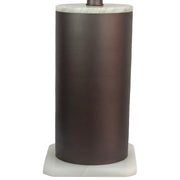 Classy Living Slate Stone 16in Table Lamp Set of 2 | Modern Grey Slate and Jade Stone with Natural Linen | Bedroom & Living Room | Model BLL1087F