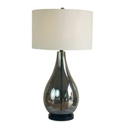 Classy Living Smoke Pearl Essence 18in Table Lamp Set of 2 | Modern Smoke Pearl and White Linen | Bedroom & Living Room | Model BLL1138C