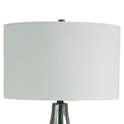 Classy Living Smoke Pearl Essence 18in Table Lamp Set of 2 | Modern Smoke Pearl and White Linen | Bedroom & Living Room | Model BLL1138C