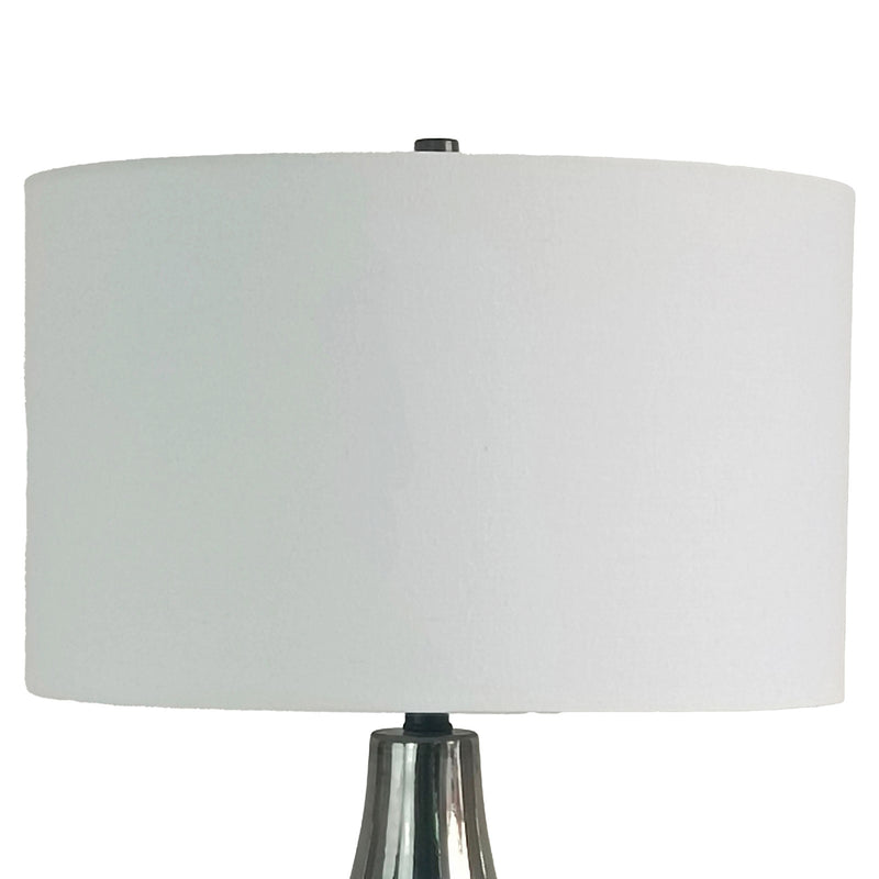 Classy Living Smoke Pearl Essence 18in Table Lamp Set of 2 | Modern Smoke Pearl and White Linen | Bedroom & Living Room | Model BLL1138C