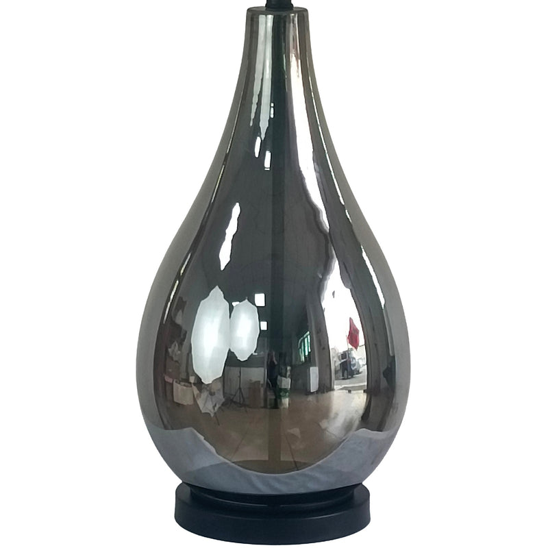 Classy Living Smoke Pearl Essence 18in Table Lamp Set of 2 | Modern Smoke Pearl and White Linen | Bedroom & Living Room | Model BLL1138C