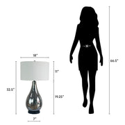 Classy Living Smoke Pearl Essence 18in Table Lamp Set of 2 | Modern Smoke Pearl and White Linen | Bedroom & Living Room | Model BLL1138C