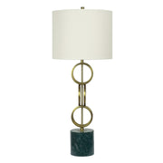 Classy Living Marble Harmony 32in Table Lamp Set of 2 | Modern Green Marble and Matte Gold Bronze | Bedroom Nightstand & Living Room | Model BLL3354