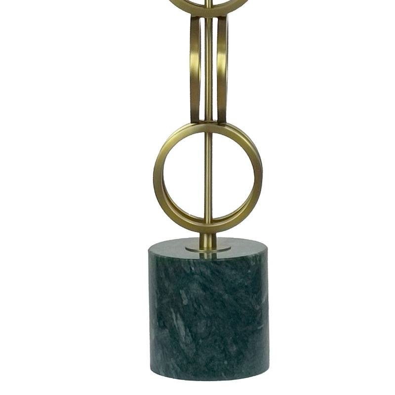 Classy Living Marble Harmony 32in Table Lamp Set of 2 | Modern Green Marble and Matte Gold Bronze | Bedroom Nightstand & Living Room | Model BLL3354