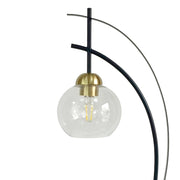 Classy Living Eclipse Aura 28in Table Lamp Set of 2 | Modern Matte Black and Gold Metal with Clear Glass Globe | Bedroom Nightstand | Model BLL3356