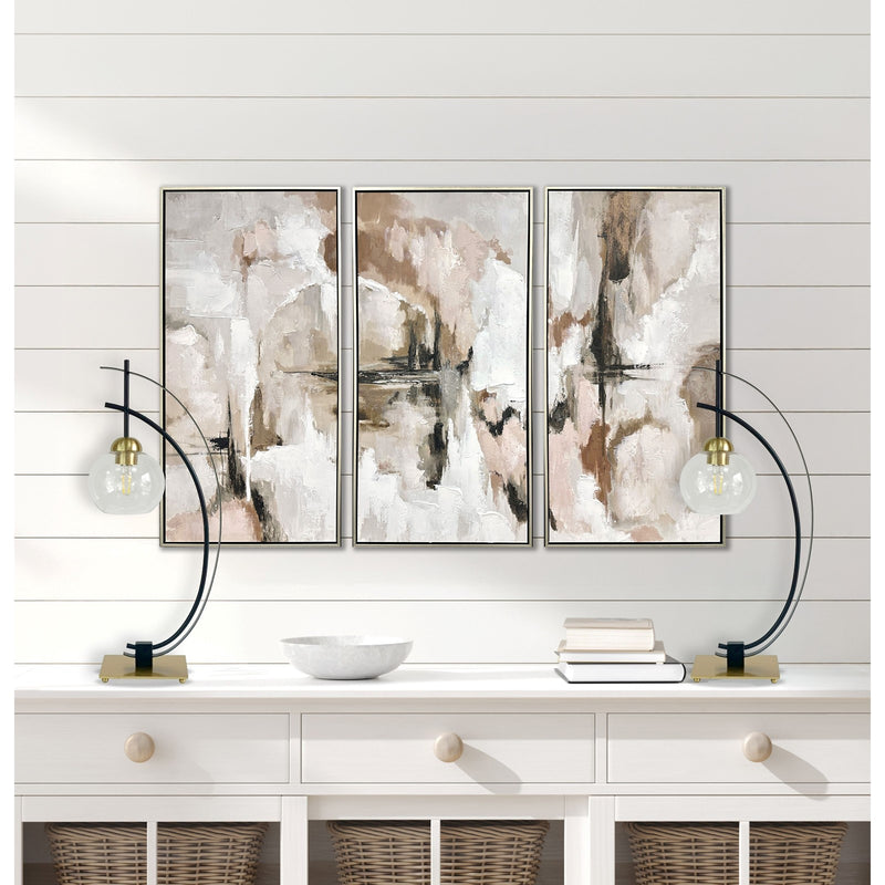 Classy Living Eclipse Aura 28in Table Lamp Set of 2 | Modern Matte Black and Gold Metal with Clear Glass Globe | Bedroom Nightstand | Model BLL3356
