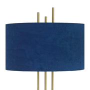 Classy Living Velvet Radiance 33in Table Lamp Set of 2 | Modern Plated Gold Metal with Blue Velvet Shade | Bedroom Nightstand | Model BLL3360