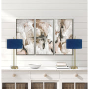 Classy Living Velvet Radiance 33in Table Lamp Set of 2 | Modern Plated Gold Metal with Blue Velvet Shade | Bedroom Nightstand | Model BLL3360