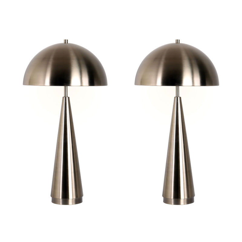 Classy Living Brass Taper 28in Table Lamp Set of 2 | Contemporary Antique Brass Metal with Dome Shade | Bedroom Nightstand & Living | Model BRL3362