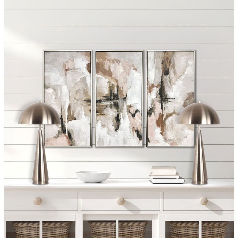 Classy Living Brass Taper 28in Table Lamp Set of 2 | Contemporary Antique Brass Metal with Dome Shade | Bedroom Nightstand & Living | Model BRL3362