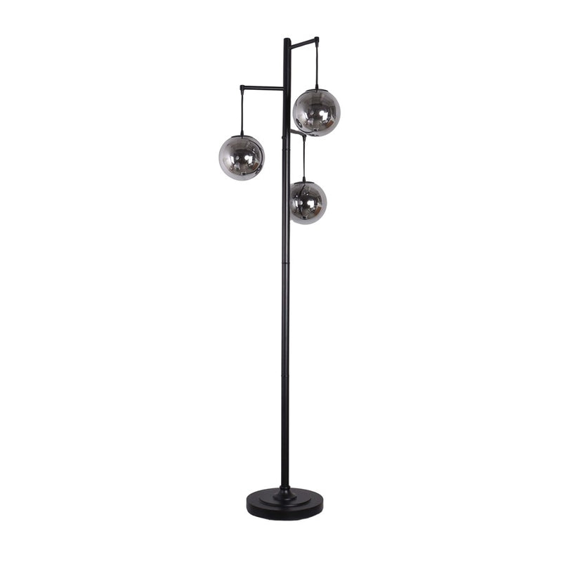 Classy Living Globe Cascade 3Lt Floor Lamp, Matte Black/Pearl Smoked