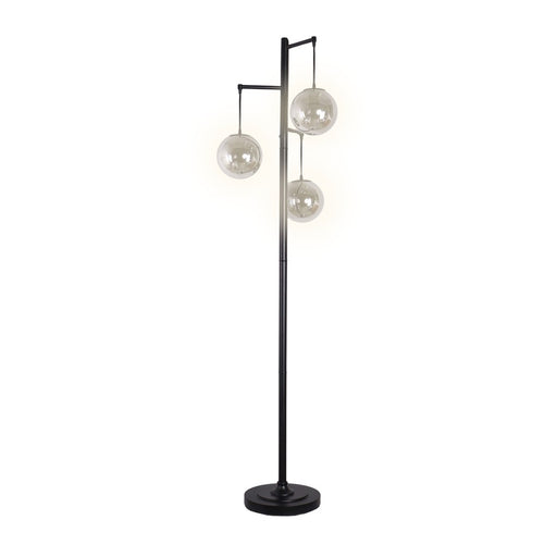 Classy Living Globe Cascade 3Lt Floor Lamp, Matte Black/Pearl Smoked