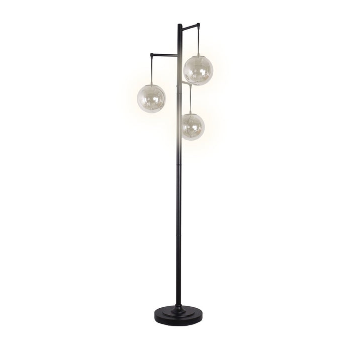 Classy Living Globe Cascade 3Lt Floor Lamp, Matte Black/Pearl Smoked